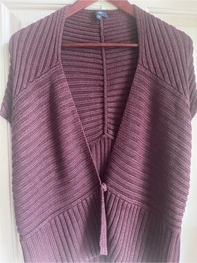 GAP Women's Ribbed Open-Front Sweater Cardigan  M burgundy Like New